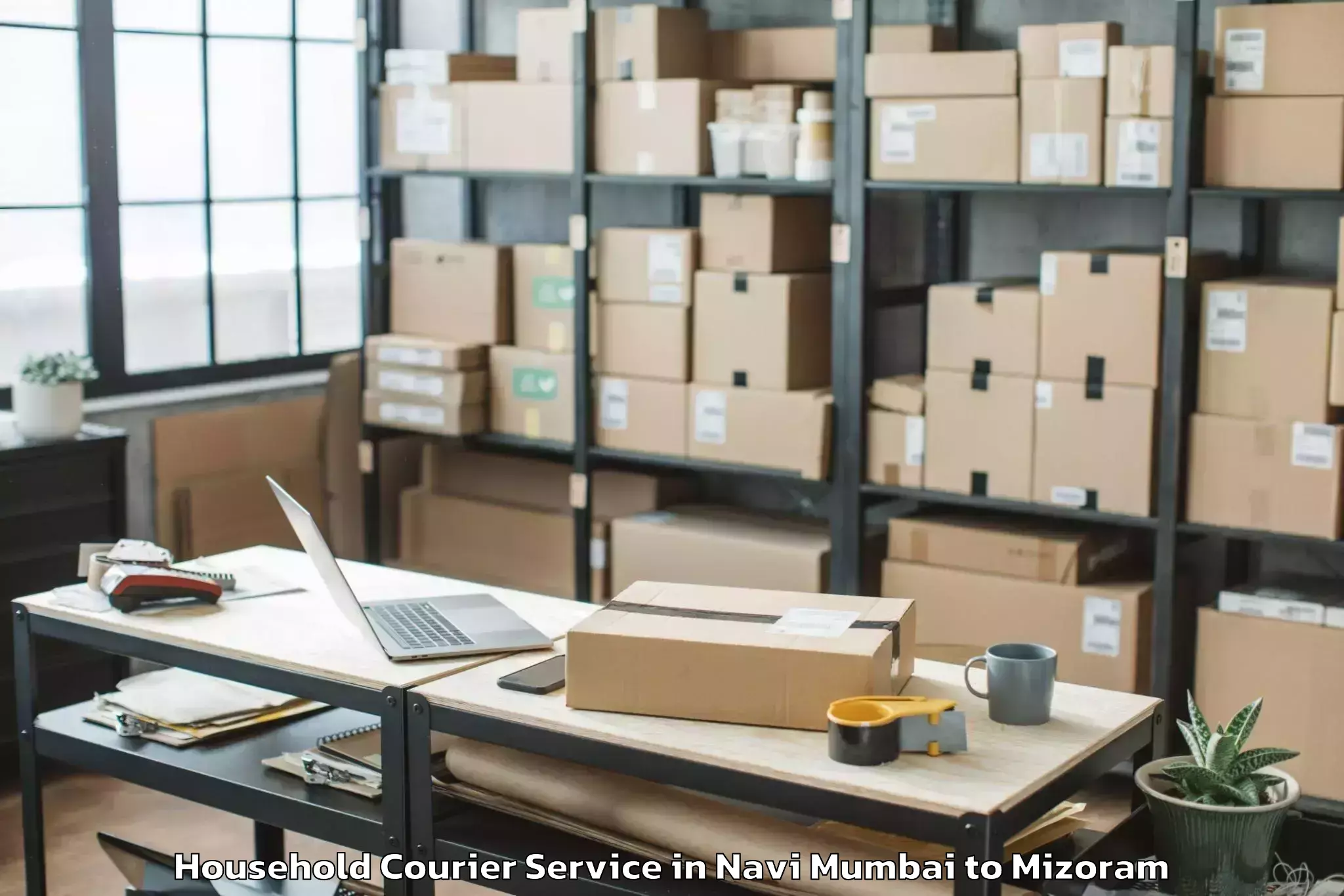 Affordable Navi Mumbai to Zawlnuam Household Courier